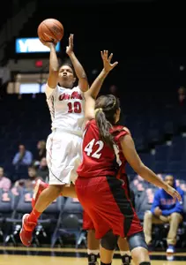 Diara Moore added 20 points in the Rebels win over Austin Peay to close non-conference action.