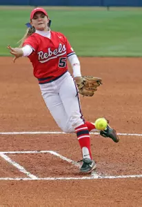 Shelby Jo Fenter threw 7.0 innings and struck out 11 while allowing just two hits in the Rebels' first game against UAPB this season.