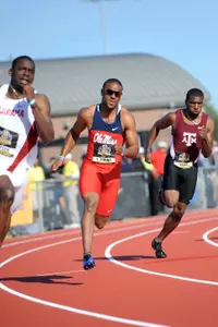 Isiah Young won the 200 meters and was runner-up in the 100 on Sunday. (photo by Cheryl Treworgy)