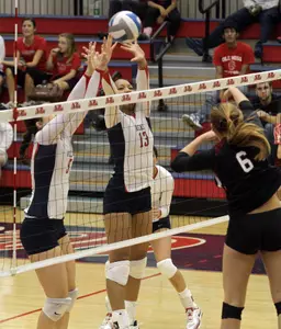 Sophomore Nakeyta Clair recorded three block solos and six block assists in Saturday's Red-Blue scrimmage.