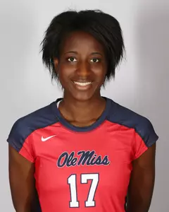 Junior Marie-Pierre Bakima had a double-double against Maryland with a dozen kills and 11 digs.