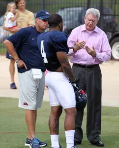 Chancellor Dan Jones visited the Rebels' practice Sunday morning (Photo by Joshua McCoy)