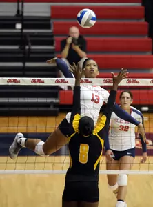 Nakeyta Clair had a team-high 13 kills and tied a single-match program record with nine block assists.