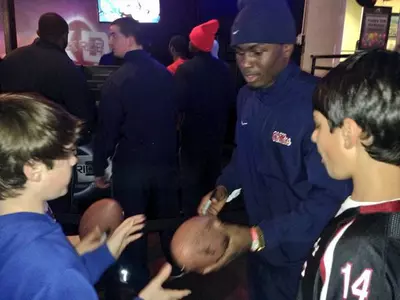 Laquon Treadwell takes time for some young fans at Andretti Indoor Karting and Games