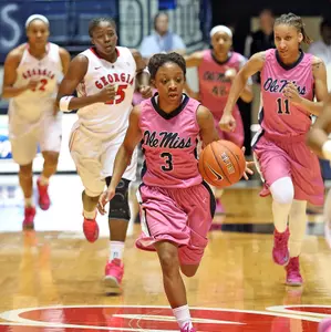 Valencia McFarland during the 2013 Tickled Pink at the Tad Pad game.