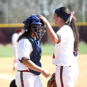 Marina Parra, left, Madi Osias and the Rebels face ULM on Wednesday at 4/6 p.m. CT.