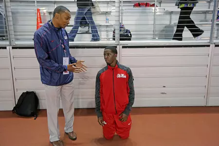 Head coach Brian O'Neal and All-American Jalen Miller (photo by Joshua McCoy)