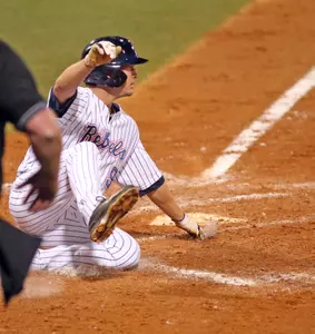Auston Bousfield slides home in the Rebels 8-5 win over Murray State.