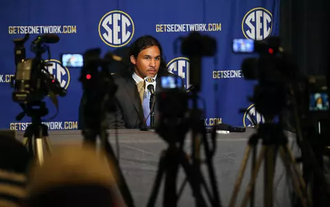 Cody Prewitt at SEC Media Days (photo by Joshua McCoy)