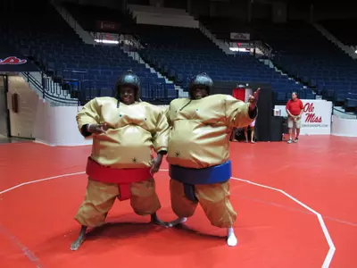 The sumo suits were a huge hit at the Welcome Back Carnival.