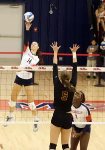 Lexi Thompson had a career-high 18 kills and 17 digs to lead the Rebels to a 3-1 win over Jacksonville State.