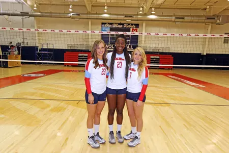 Seniors Rachael Weathersby, Marie-Pierre Bakima and Cara Fisher.