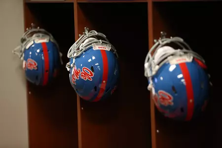 The Ole Miss football team wore powder blue helmets in honor of Chucky Mullins.