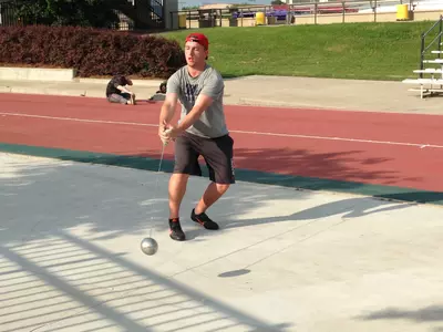 Dempsey McGuigan warming up in Baton Rouge (photo by Joey Jones)