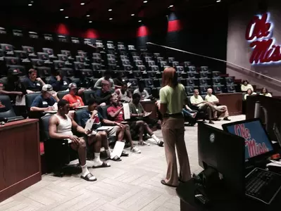Freshmen members of the Ole Miss football team learned about the "reality" of their finances.