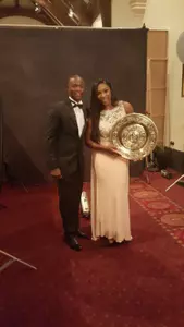Robbye Poole with Serena Williams at the Wimbledon Champions Dinner.
