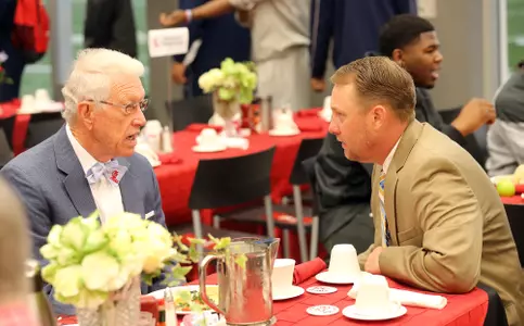Coaches Billy Brewer and Hugh Freeze at last year's Chucky Mullins Courage Award ceremony (photo by Joshua McCoy)