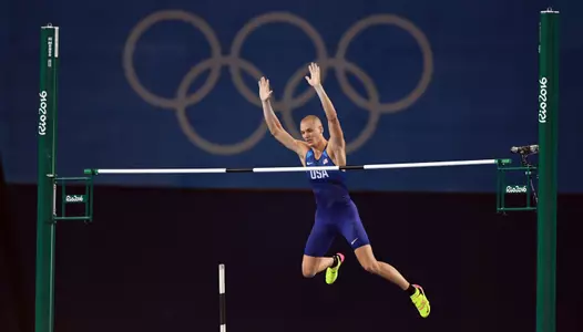 Sam Kendricks has a clean attempt in the pole vault final at the 2016 Rio Olympics. (Kyle Terada-USA TODAY Sports)