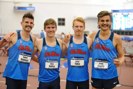 Nick DeRay (second from left) with DMR teammates Robert Domanic, Sean Tobin and Craig Engels