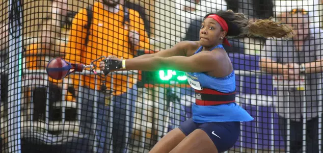 NCAA weight throw leader Janeah Stewart is among the school-record Ole Miss contingent for the NCAA Indoor Championships.
