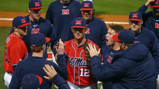 Ole Miss Baseball vs Winthrop on February 17th, 2018 in O-U Stadium Swayze Field at Ole Miss in Oxford, MS.Cooper Johnson, C, Mundelein, Ill. Greer Holston, RHP, Long Beach, Miss.Photo by Petre Thomas/Ole Miss Athletics Instagram and Twitter: @OleMissPix Buy Photos at RebelWallArt.com