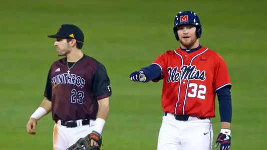 Ole Miss Baseball vs Winthrop on February 17th, 2018 in O-U Stadium Swayze Field at Ole Miss in Oxford, MS.Michael Fitzsimmons, IF, Eads, Tenn.Photo by Petre Thomas/Ole Miss Athletics Instagram and Twitter: @OleMissPix Buy Photos at RebelWallArt.com