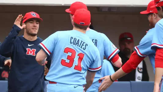 Ole Miss Baseball vs Winthrop on February 18th, 2018 in O-U Stadium Swayze Field at Ole Miss in Oxford, MS.Colin Coates, RHP, Southaven, Miss., James McArthur, RHP, New Braunfels, Texas, Jordan Fowler, LHP, Union City, Tenn.Photo by Cameron Brooks/Ole Miss AthleticsInstagram and Twitter: @OleMissPixBuy Photos at RebelWallArt.com