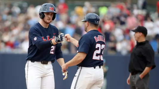 Ole Miss Baseball vs Tulane on February 24th, 2018 in Oxford, MS.Tim Elko, IF, Lutz, Fla.,Marc MacMillan, Volunteer Assistant CoachPhoto by Joshua McCoy/Ole Miss AthleticsInstagram and Twitter: @OleMissPixBuy Photos at RebelWallArt.com