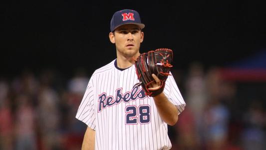 Ole Miss Baseball vs Murray State on February 27th, 2018 at O-U Stadium Swayze Field at Ole Miss in Oxford, MS.Austin Miller, RHP, North Liberty, IowaPhoto by Cameron Brooks/Ole Miss AthleticsInstagram and Twitter: @OleMissPixBuy Photos at RebelWallArt.com