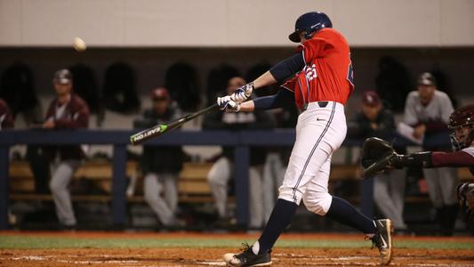 Ole Miss Baseball vs Little Rock on March 7th, 2018 at O-U Stadium Swayze Field at Ole Miss in Oxford, MS.Tim Elko, IF, Lutz, Fla.Photo by Cameron Brooks/Ole Miss AthleticsInstagram and Twitter: @OleMissPixBuy Photos at RebelWallArt.com