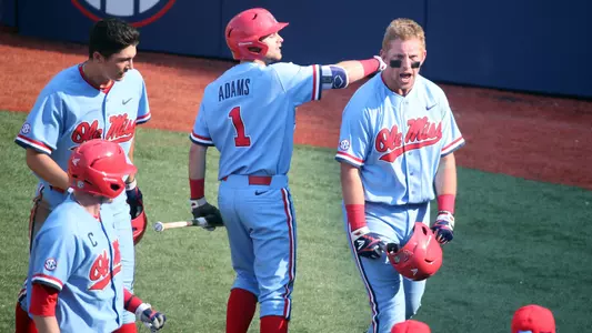 Ole Miss Baseball vs Arkansas on March 31st, 2018 at Swayze Field in Oxford, MS.Tyler Keenan, IF, Clayton, N.C.,Jacob Adams, IF, Conway, Ark.Photo by Joshua McCoy/Ole Miss AthleticsInstagram and Twitter: @OleMissPixBuy Photos at RebelWallArt.com