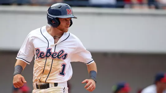 Ole Miss Baseball defeats Georgia in game two of series at Oxford-University Stadium Swayze Field in Oxford, MS on April 21st, 2018.Jacob Adams, 1, Conway, Ark.Photo by Petre Thomas/Ole Miss Athletics Instagram and Twitter: @OleMissPix Buy Photos at RebelWallArt.com