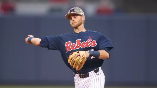 Ole Miss Baseball vs LSU on April 26, 2018 in Oxford, MS.Jacob Adams, IF, Conway, Ark.Photo by Cameron Brooks/Ole Miss AthleticsInstagram and Twitter: @OleMissPixBuy Photos at RebelWallArt.com