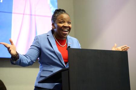 Ole Miss Athletics introduces Yolett McPhee-McCuin, as the ninth women's basketball coach at Ole Miss, in the Pavilion at Ole Miss in Oxford, MS on April 4th, 2018.



Photo by Petre Thomas/Ole Miss Athletics Instagram and Twitter: @OleMissPix Buy Photos at RebelWallArt.com