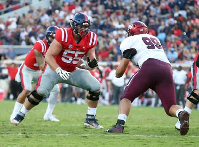Ole Miss Football vs Southern Illinois at Vaught-Hemingway Stadium in Oxford, Miss. on Sept. 8, 2018.Ben Brown, 55, OL, Vicksburg, Miss.Photo by Petre Thomas/Ole Miss Athletics Instagram and Twitter: @OleMissPix Buy Photos at RebelWallArt.com