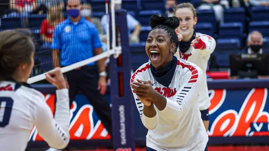 Ole Miss Volleyball vs #7 Texas A&M on October 22nd, 2020 at The Gillom Center in Oxford, MS>Photo by Joshua McCoy/Ole Miss AthleticsTwitter and Instagram: @OleMissPixBuy Photos at RebelWallArt.com
