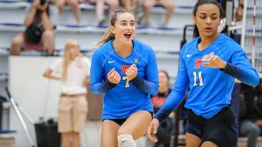 Ole Miss Volleyball vs Alabama in game 2 on October 8, 2022 in Oxford, MS. Photo by Reed Jones/Ole Miss AthleticsInstagram and Twitter: @OleMissPix Buy Photos at RebelWallArt.com
