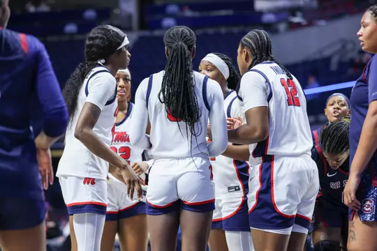 Ole Miss Women's Basketball during the game against South Carolina State at The SJB Pavilion at Ole Miss in Oxford, MS on December 14, 2025. Photo by Hailey Austin/Ole Miss Athletics.