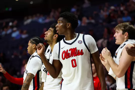 Ole Miss Men's Basketball during the game against Alcorn State at The SJB Pavilion at Ole Miss in Oxford, MS on December 29, 2025. Photo by Hailey Austin/Ole Miss Athletics.