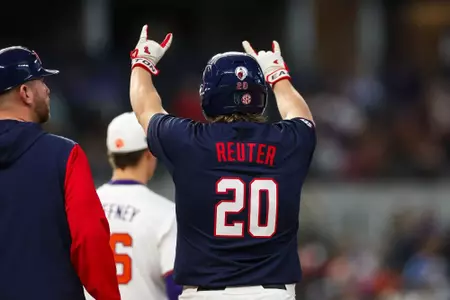 Ole Miss Baseball vs Clemson on February 16, 2025 at Globe Life Field in Arlington, TX. 
Photo by Hannah Morgan White/Ole Miss Athletics 
@OleMissCreative