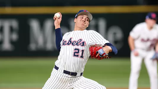 Ole Miss Baseball vs Arizona on February 14, 2025 at Globe Life Field in Arlington, TX. 
Photo by Hannah Morgan White/Ole Miss Athletics 
@OleMissCreative