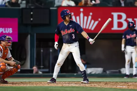 Ole Miss Baseball vs Clemson on February 16, 2025 at Globe Life Field in Arlington, TX.
Photo by Hannah Morgan White/Ole Miss Athletics
@OleMissCreative