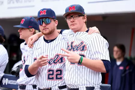 Ole Miss Baseball during a game against Arkansas State at Swayze Field in Oxford, MS on February 18th, 2025.