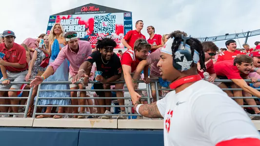 Ole Miss Football during the game against Charlotte at Vaught-Hemingway Stadium in Oxford, Mississippi on September 12, 2026. Photo by Daniel Laubhan/Ole Miss Athletics.