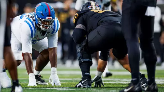 Ole Miss Football during the game against Vanderbilt at Vanderbilt Stadium in Nashville, Tennessee on October 10, 2026. Photo by Hayden Carroll/Ole Miss Athletics.