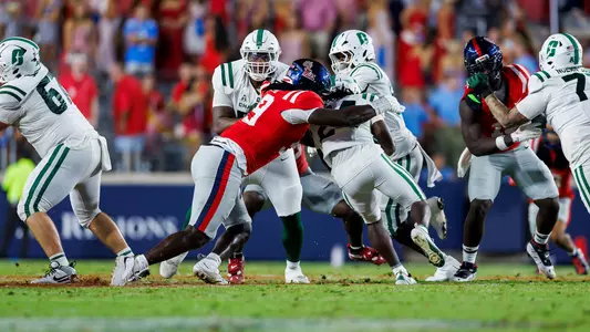 Ole Miss Football during the game against Charlotte at Vaught-Hemingway Stadium in Oxford, Mississippi on September 12, 2026. Photo by Hayden Carroll/Ole Miss Athletics.