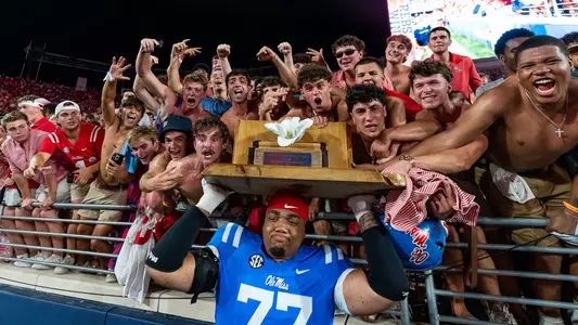 Ole Miss Football during the game against LSU at Vaught-Hemingway Stadium in Oxford, Mississippi on September 19, 2026. Photo by Daniel Laubhan/Ole Miss Athletics.