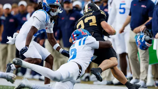 Ole Miss Football during the game against Vanderbilt at Vanderbilt Stadium in Nashville, Tennessee on October 10, 2026. Photo by Hayden Carroll/Ole Miss Athletics.
