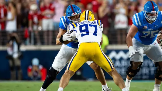 Ole Miss Football during the game against LSU at Vaught-Hemingway Stadium in Oxford, Mississippi on September 19, 2026. Photo by Abby Miller/Ole Miss Athletics.