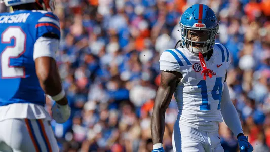 Ole Miss Football during the game against Florida at Ben Hill Griffin Stadium in Gainesville, Florida on September 26, 2026. Photo by Cayce Smith/Ole Miss Athletics.